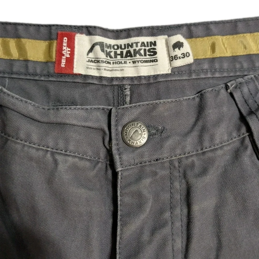 Mountain Khakis Relaxed Fit Pants Mens 36x30 Gray Canvas Outdoor Work